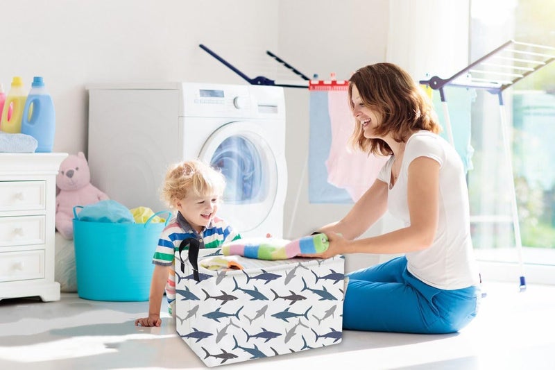 ESSME Rectangular Kids Basket,Shark Baskets with Handles for Boys Room Decor,Toy Bins for Kids,Gifts Box,Shelf Basket,Toy Organizer(Shark) - Image 5